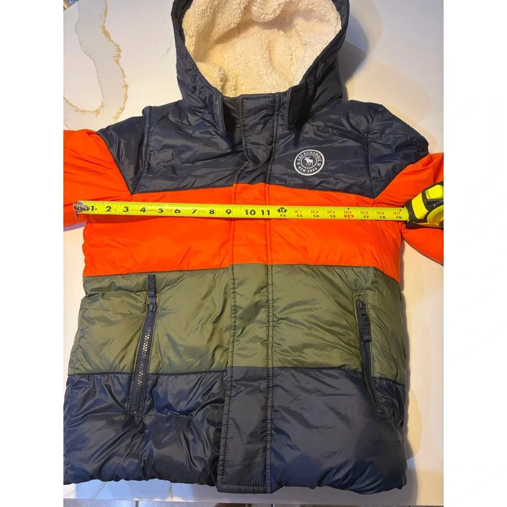 Abercrombie Kids Colorblock Sherpa-Lined Puffer Jacket Size 13/14  Hoodie Coat
